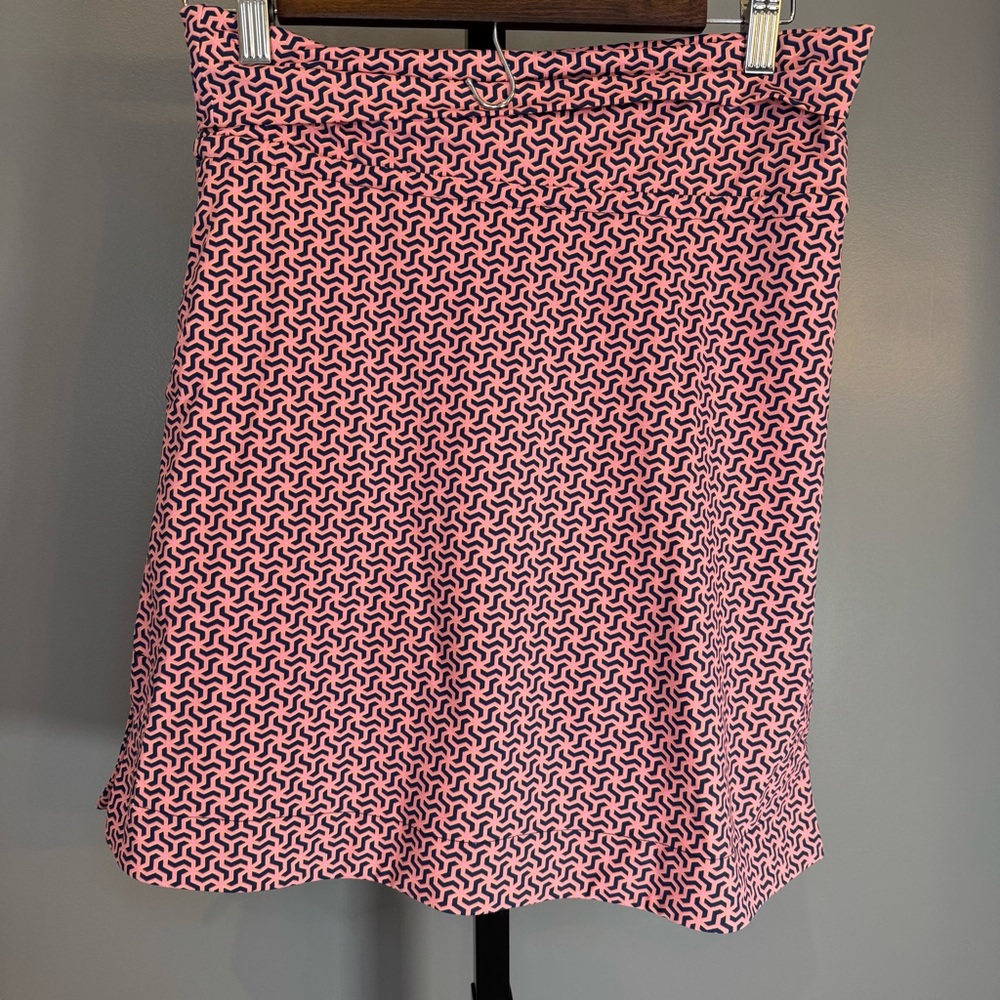 Ellie Kai Geometric Print A-Line Skirt with shorts Size 2 Pink‎ & Navy